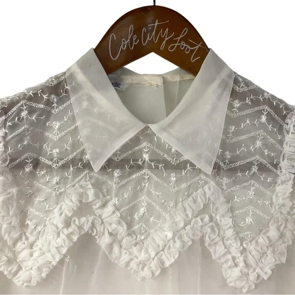 Mark Lee Original 1950s Sheer White Top - Picture 3 of 7